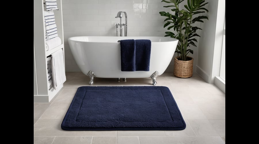 Discover the perfect addition to your bathroom decor with this roundup of navy blue bathroom rugs, showcasing a range of stunning designs and materials for a luxurious touch.