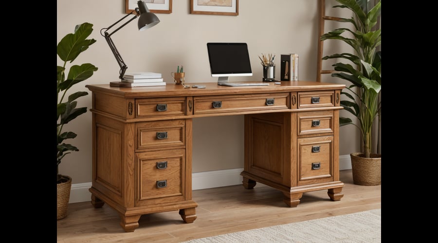 Save space and stay organized with our oak desk with drawers. The compact design offers ample storage while keeping your workspace clutter-free.