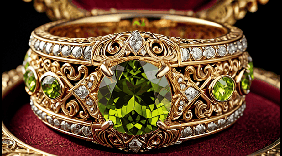 A curated selection of peridot and diamond rings, featuring elegant jewelry designs that highlight the vibrant green gemstone.