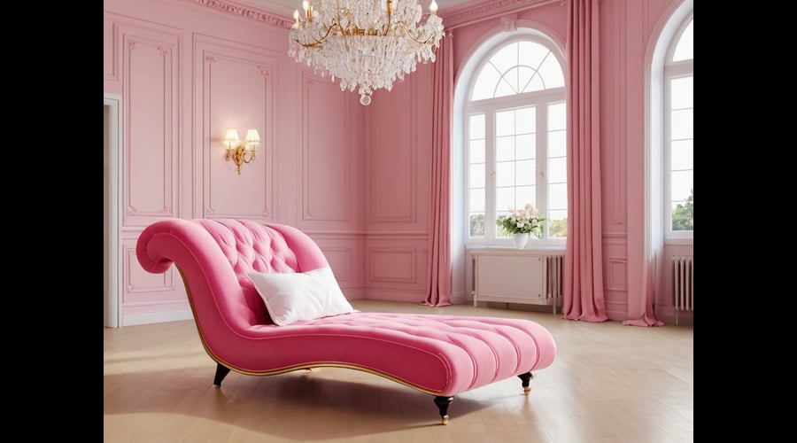 A curated selection of pink chaise lounges that blend comfort with feminine elegance, featuring detailed descriptions of each piece's design, craftsmanship, and dimensions.