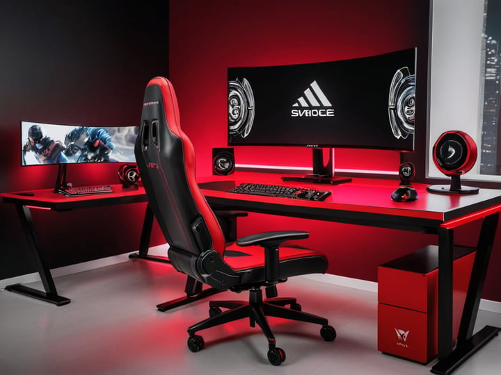 Red Gaming Desks-4