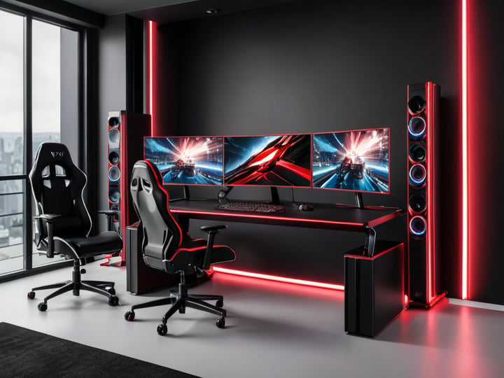 Red and Black Gaming Desks-5