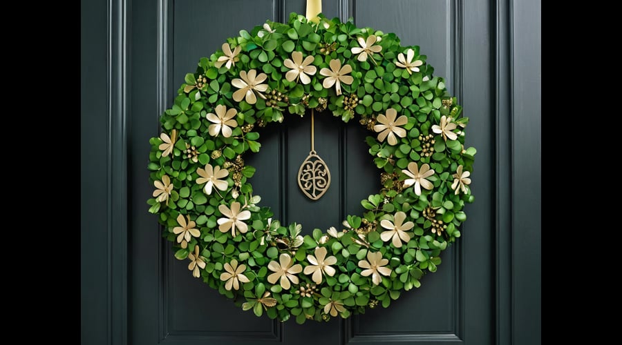 Find the perfect St Patrick's Day wreath for your door with our curated collection of Irish-themed wreaths, featuring greenery, shamrocks, and gold accents.