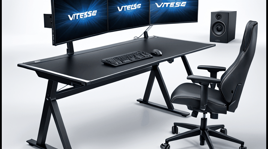 Discover the ultimate selection of Vitesse gaming desks designed to enhance your gaming setup. These review-rated desks provide optimal storage, ergonomic design, and sturdy supports to elevate your gaming experience.
