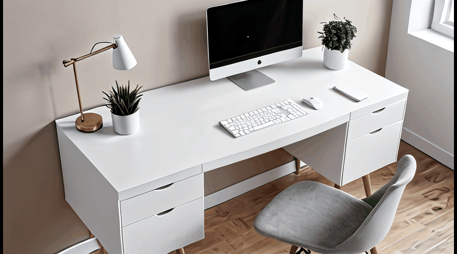 A curated selection of white desks with drawers, featuring sleek designs and ample storage.
