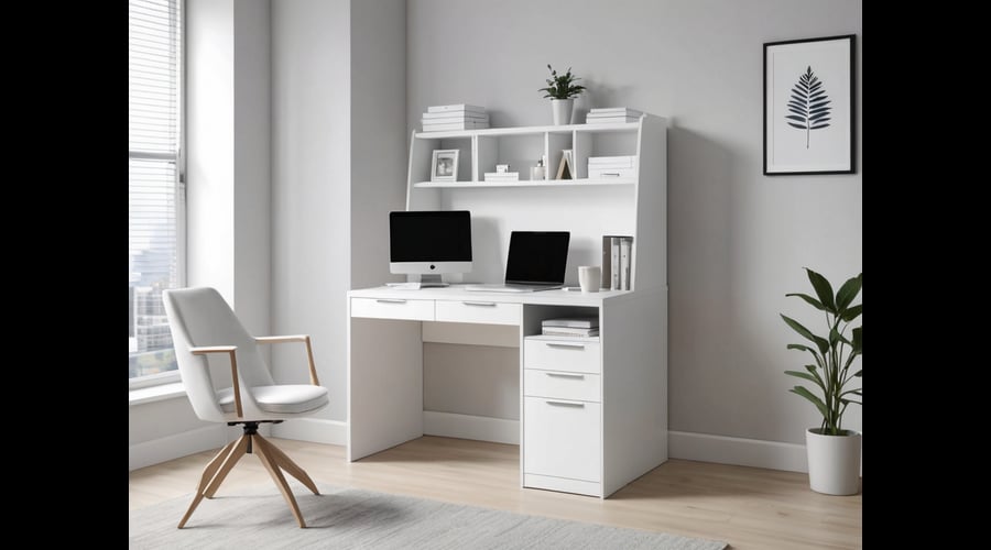 Notable white secretary desks stand out with their clean lines and ample storage, perfect for home offices or professional settings.