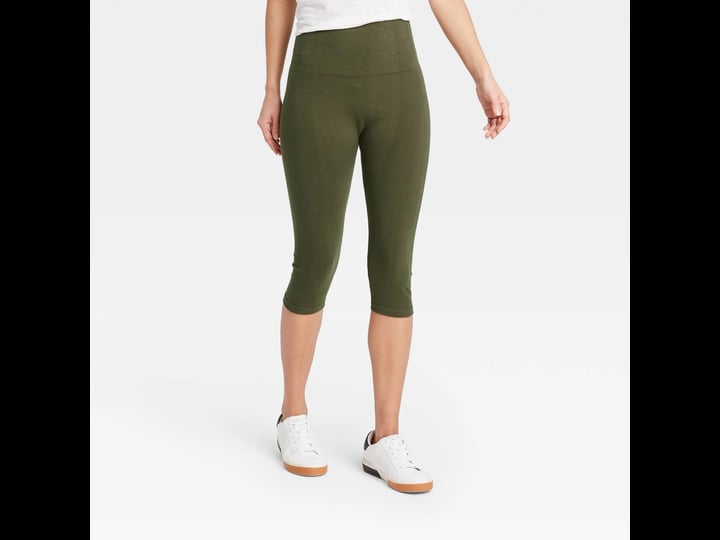 a-new-day-pants-jumpsuits-new-a-new-day-cotton-blend-high-waisted-capri-seamless-leggings-olive-gree-1