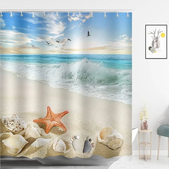 abxinyoule-starfish-beach-theme-shower-curtain-seashell-conch-shell-fabric-blue-1