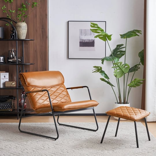 accent-chair-leisure-armchair-and-ottoman-set-orange-1