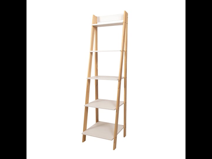 adeptus-solid-wood-split-5-shelf-ladder-with-natural-legs-white-shelves-1