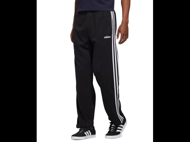 adidas-mens-essentials-3-stripes-fleece-pants-black-white-1