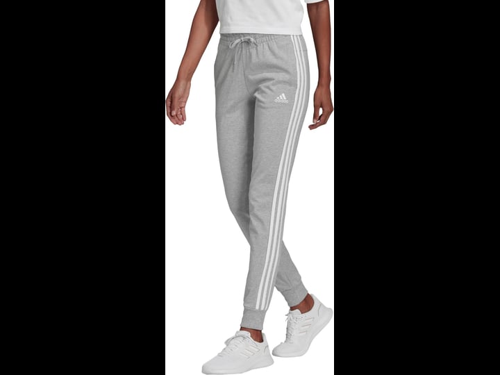 adidas-womens-essentials-single-jersey-grey-3-stripes-pants-size-small-1
