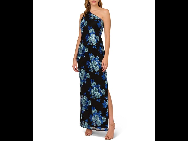 adrianna-papell-floral-sequin-embroidery-one-shoulder-sleeveless-gown-womens-16-black-blue-multi-1
