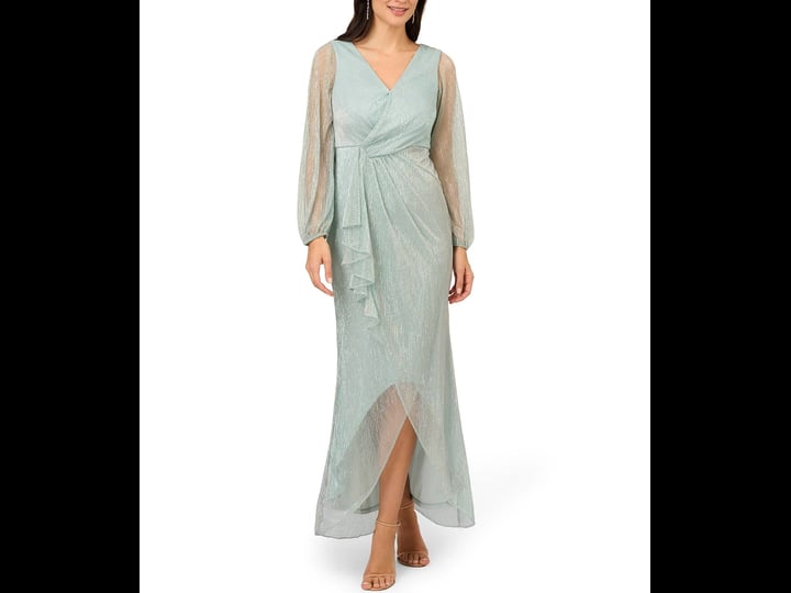 adrianna-papell-metallic-mesh-surplice-v-neckline-long-sleeve-side-ruffle-gown-womens-4-mint-smoke-1