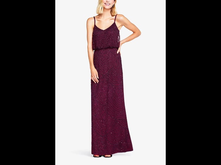 adrianna-papell-petite-art-deco-beaded-blouson-gown-cassis-size-3
