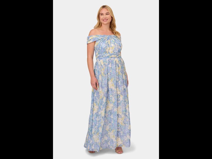 adrianna-papell-plus-size-floral-print-off-the-shoulder-printed-chiffon-long-dress-14w-1