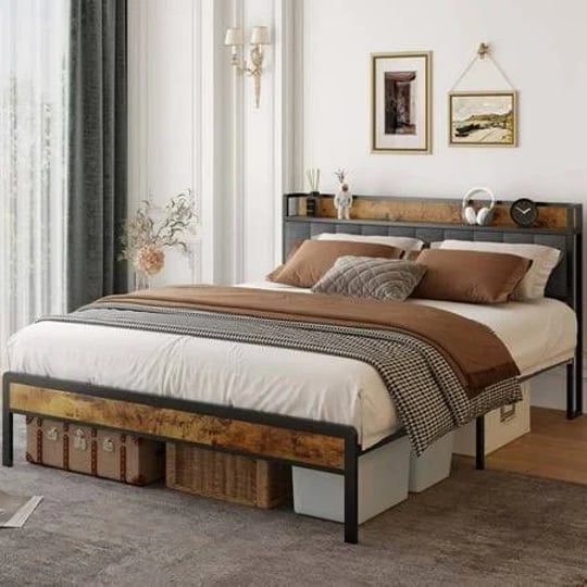 aiho-queen-bed-frame-with-storage-headboard-metal-platform-bed-dark-grey-gray-1