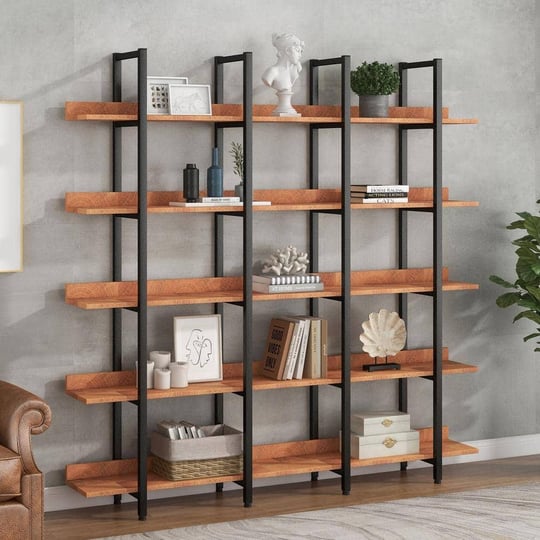aisword-vintage-industrial-5-tier-ladder-bookcase-open-bookshelf-mdf-board-black-metal-frame-black-f-1