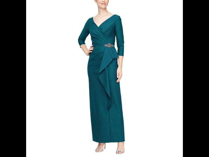 alex-evenings-ruched-column-gown-in-deep-teal-at-nordstrom-size-15