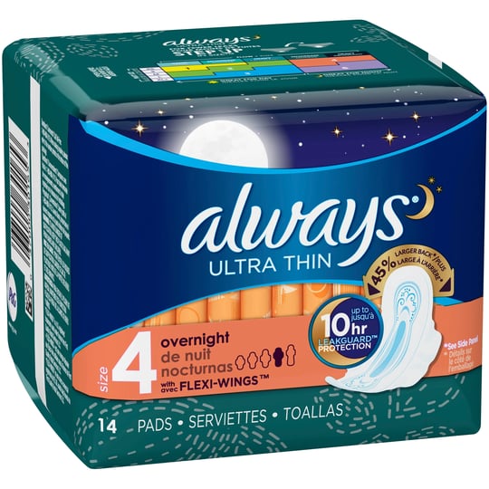 always-ultra-thin-size-4-overnight-with-flexi-wings-pads-14-ct-pack-1