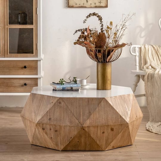 american-retro-style-38-in-natural-hexagonal-wood-coffee-table-with-white-tabletop-and-3-dimensional-1