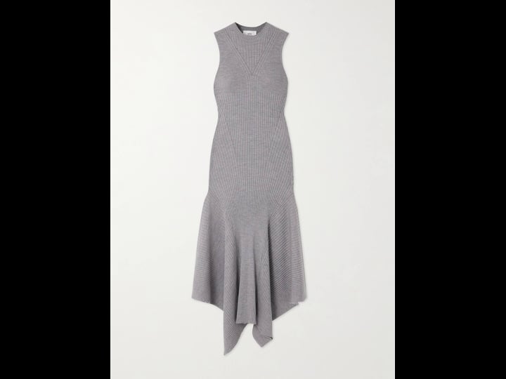 ami-paris-net-sustain-godet-ribbed-merino-wool-maxi-dress-women-light-gray-dresses-s-1