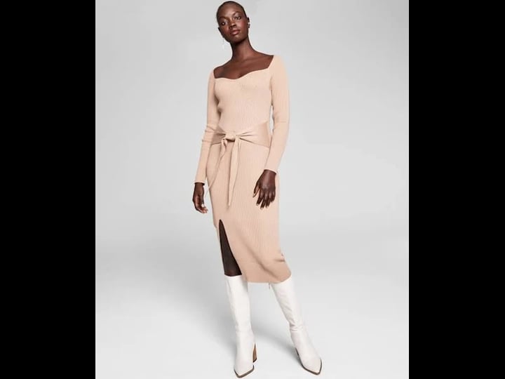 and-now-this-womens-tie-waist-sweater-dress-almond-size-xl-1