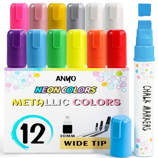 anyo-12-pack-window-marker-for-carwashable-paint-chalk-markers-with-10mm-3-in-1-nib-wide-tipmetallic-1