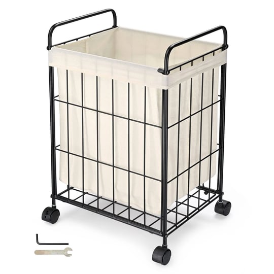 aquaterior-laundry-hamper-with-wheels-clothes-storage-bin-rolling-cart-industrial-style-1