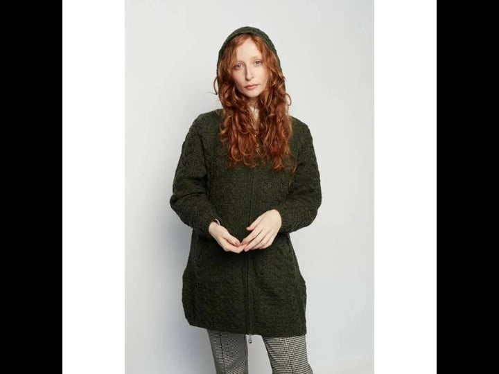 aran-crafts-hooded-full-zip-merino-wool-coat-army-green-s-1