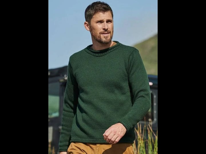 aran-woollen-mills-mens-roll-neck-merino-wool-sweater-mens-size-medium-green-1