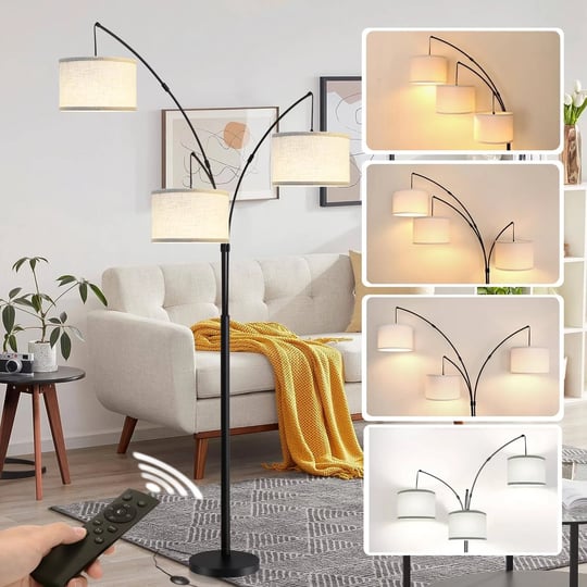 arc-floor-lamps-for-living-room-with-remote-control-modern-mid-century-dimmable-black-3-lights-arche-1