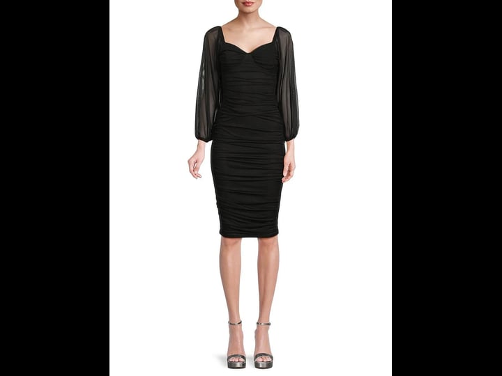 area-stars-sweetheart-sheer-long-sleeve-mesh-dress-in-black-at-nordstrom-size-medium-1