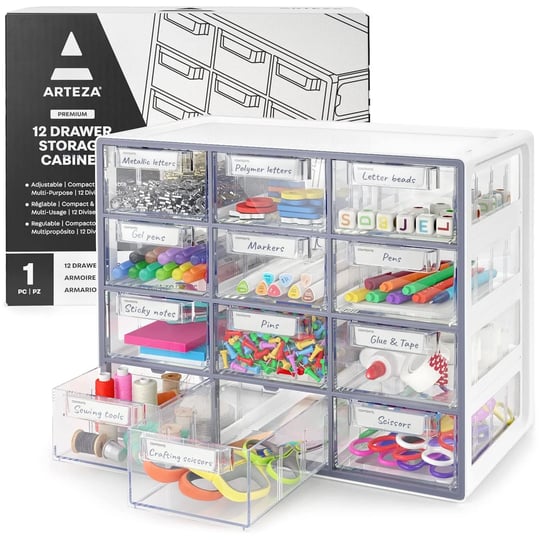 arteza-desk-drawer-organizer-multipurpose-12-drawer-cabinet-for-makeup-storage-tools-and-art-supplie-1