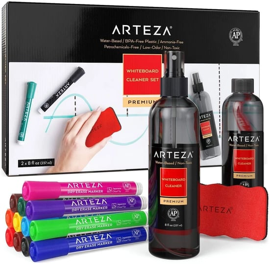 arteza-set-of-12-chisel-tip-dry-erase-markers-magnetic-eraser-and-whiteboard-cleaner-1