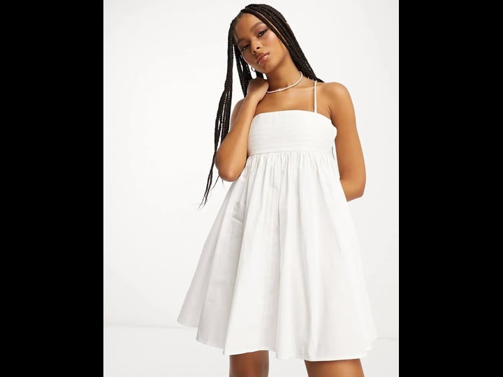 asos-design-cotton-pleat-bust-babydoll-mini-sundress-in-white-1
