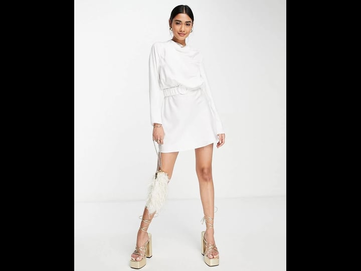 asos-design-drape-high-neck-satin-long-sleeve-mini-dress-with-scrunchie-belt-detail-white-1