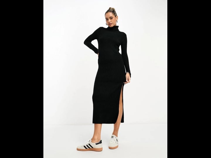 asos-design-knitted-maxi-dress-with-high-neck-and-side-split-in-black-1