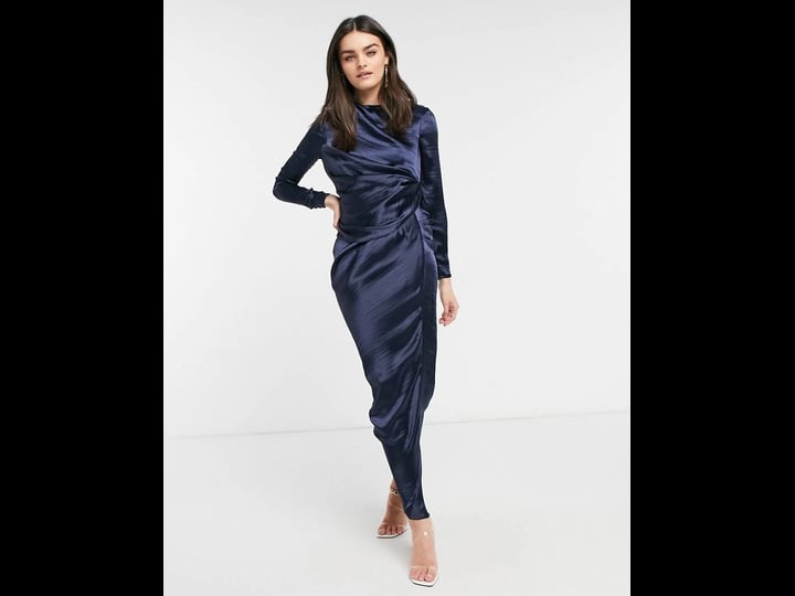 asos-design-long-sleeve-satin-draped-maxi-dress-in-navy-1