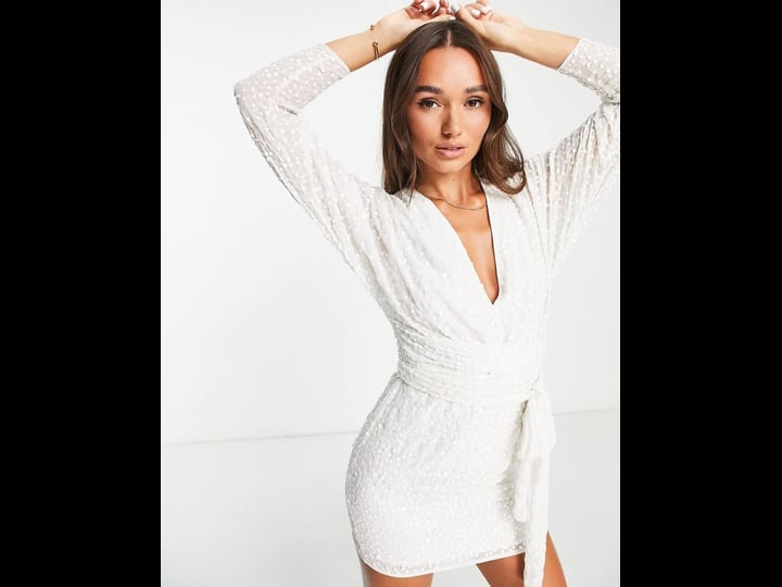 asos-design-mini-dress-with-batwing-sleeve-and-wrap-waist-in-white-scatter-sequin-1