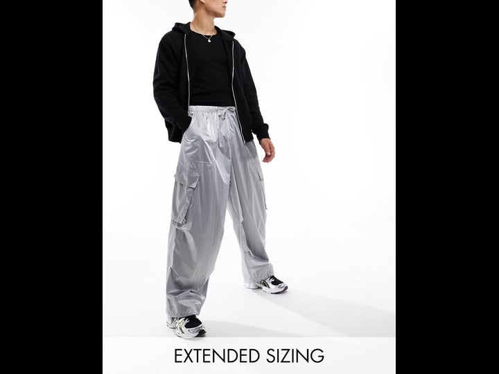 asos-design-parachute-metallic-ripstop-cargo-pants-in-silver-1