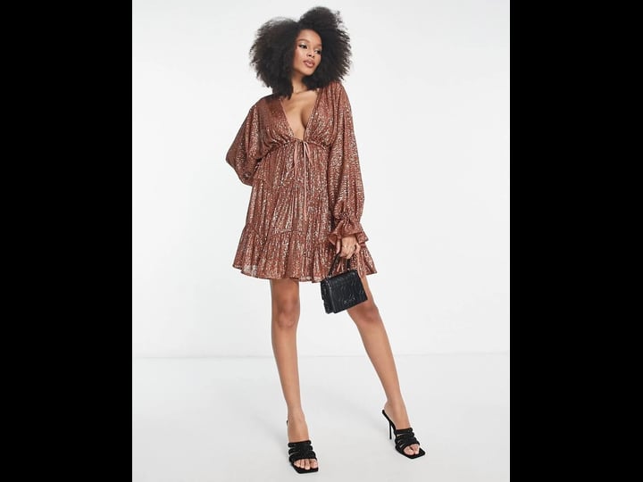 asos-design-sequin-long-sleeve-babydoll-minidress-in-gold-1