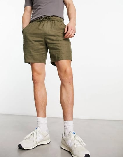 asos-design-slim-linen-mix-shorts-in-olive-brown-1