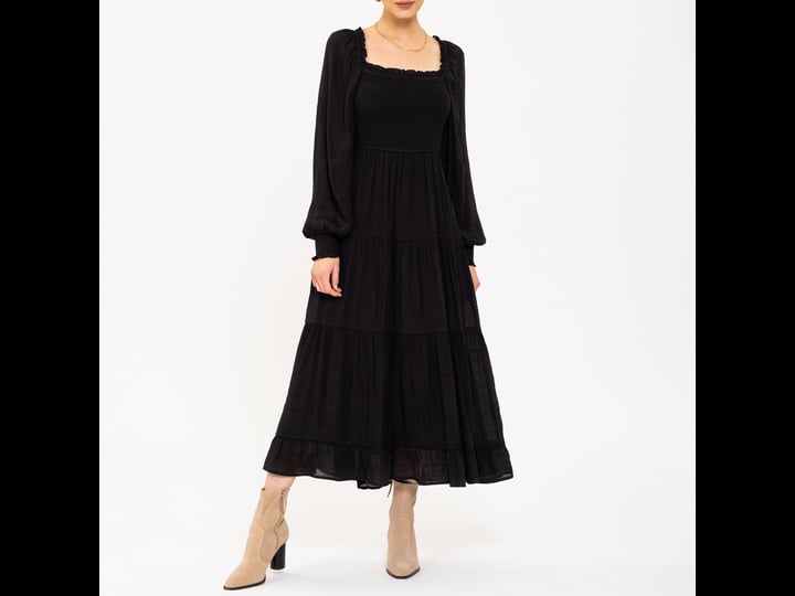 august-sky-womens-pleated-neckline-midi-dress-womens-size-small-black-1