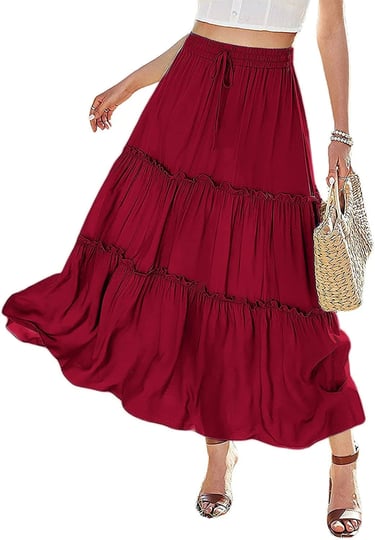 avanova-womens-elastic-high-waist-a-line-layer-ruffle-swing-casual-long-maxi-skirt-1