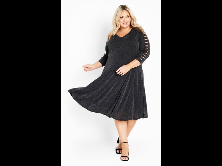 avenue-plus-size-glam-sleeve-v-neck-dress-black-silver-size-20w-1