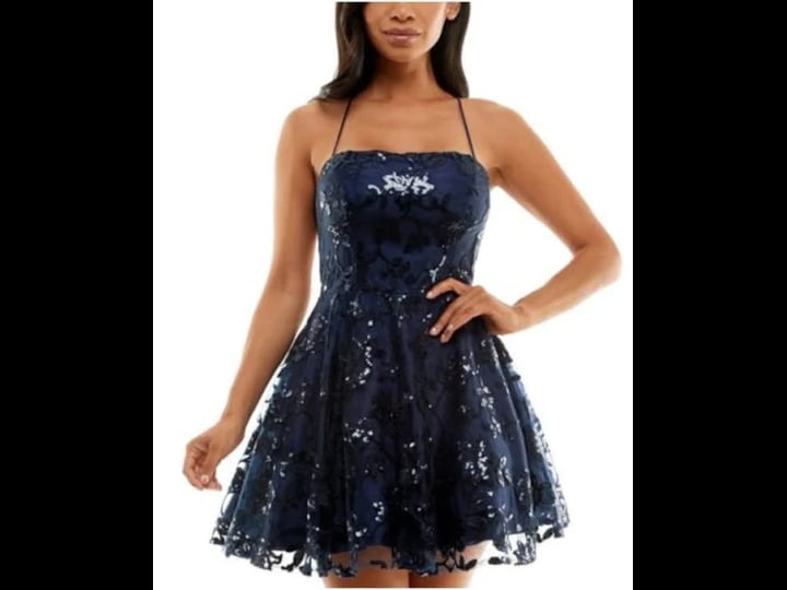 b-darlin-juniors-sequined-lace-up-back-dress-navy-size-11-13