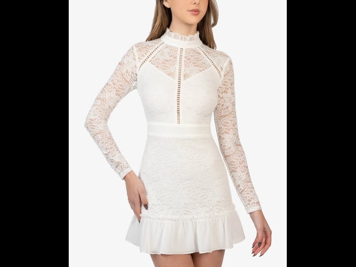 b-darlin-womens-white-lace-zippered-ruffled-floral-long-sleeve-mock-neck-mini-party-fit-flare-dress--1