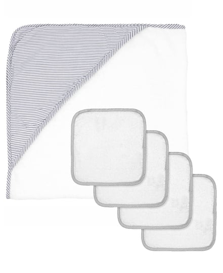 baby-mode-signature-baby-boys-and-girls-hooded-towel-with-4-wash-cloths-gray-trim-0-24-months-cotton-1