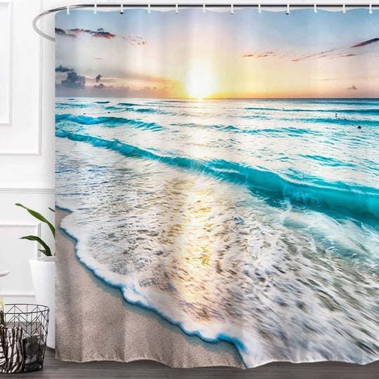 baccessor-tropical-sea-beach-ocean-waves-shower-curtain-with-hooks-seaside-scene-island-hawaiian-sun-1